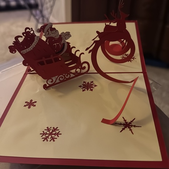Holiday 3D Christmas Card Sealed New Santa in Sleigh - Picture 3 of 4